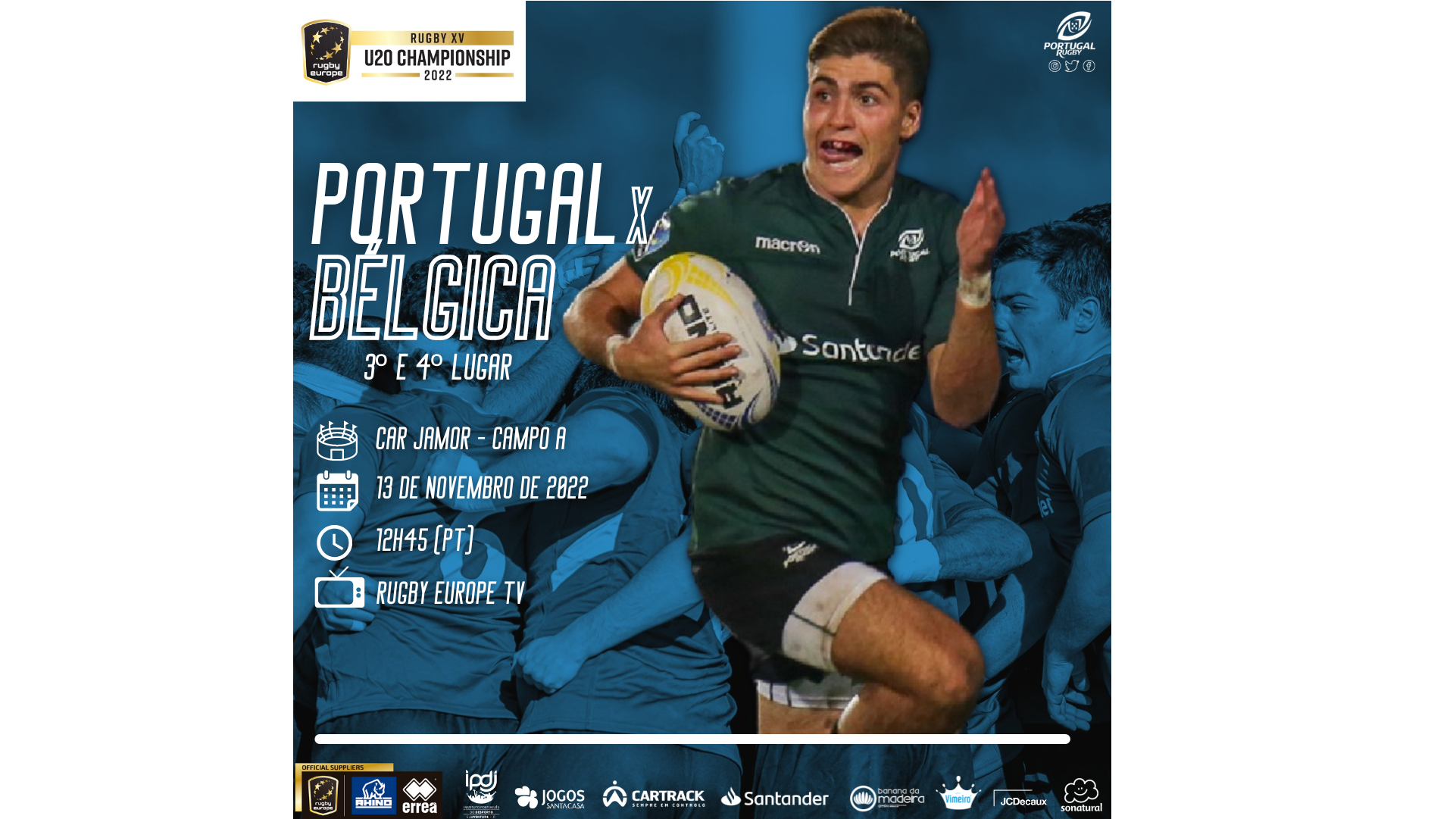 PORTUGAL RUGBY - Portugal defronta a Bélgica no último jogo do U20  Championship 2022